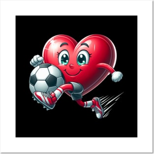 Heart Soccer Ball Football Valentines Day Sports Lover Posters and Art